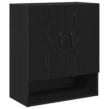 dulap de perete Negru Stejar 60x30x70 cm din lemn prelucrat - Img 2