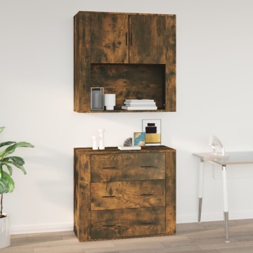 Dulap de perete, stejar fumuriu, 80x33x80 cm, lemn prelucrat - Img 1