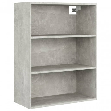Dulap de perete suspendat, gri beton, 69,5x32,5x90 cm - Img 2