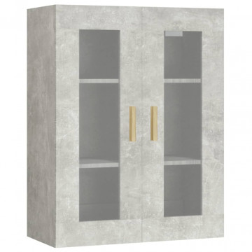 Dulap de perete suspendat, gri beton, 69,5x34x90 cm - Img 2