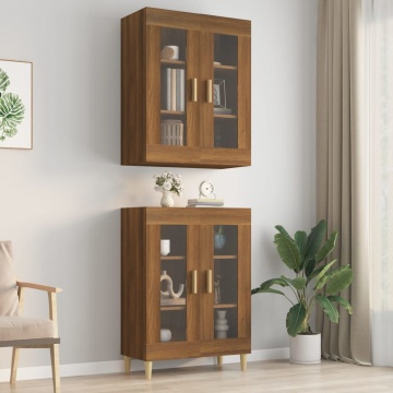 Dulap de perete suspendat, stejar maro, 69,5x34x90 cm - Img 1