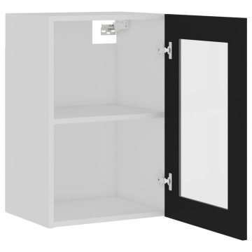 Dulap de sticlă suspendat, negru, 40x31x60 cm, lemn prelucrat - Img 8
