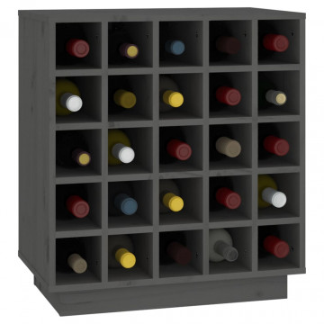 Dulap de vinuri, gri, 55,5x34x61 cm, lemn masiv de pin - Img 3
