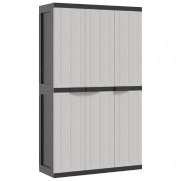 Dulap depozitare de exterior, gri și negru, 97x37x165 cm, PP - Img 2