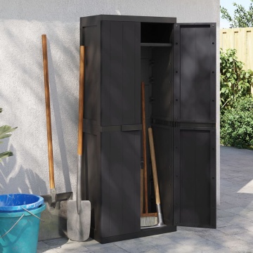 Dulap depozitare de exterior, negru, 65x37x165 cm, PP - Img 1