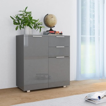 Dulap, gri extralucios, 71x35x80 cm, lemn prelucrat - Img 1