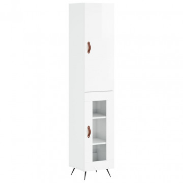 Dulap înalt, alb extralucios, 34,5x34x180 cm, lemn prelucrat - Img 2