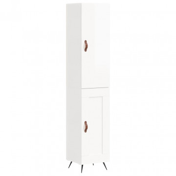 Dulap înalt, alb extralucios, 34,5x34x180 cm, lemn prelucrat - Img 2