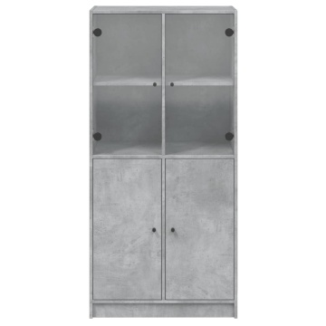 Dulap înalt cu uși, gri beton, 68x37x142 cm, lemn compozit - Img 6