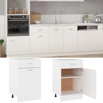 Dulap inferior cu sertar, alb, 50x46x81,5 cm, lemn prelucrat - Img 2