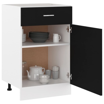 Dulap inferior cu sertar, negru, 50 x 46 x 81,5 cm, PAL - Img 4
