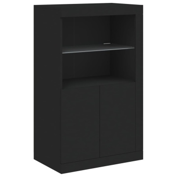 Dulap lateral cu lumini LED, negru, lemn prelucrat - Img 3