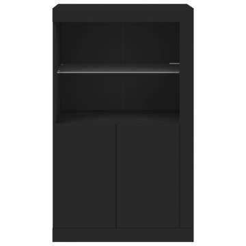 Dulap lateral cu lumini LED, negru, lemn prelucrat - Img 6