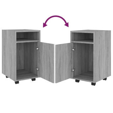 Dulap lateral cu roți gri sonoma 33x38x60 cm lemn prelucrat - Img 8