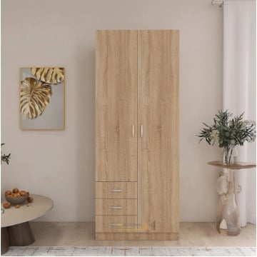 Dulap Mixt Star cu 2 Usi si 3 Sertare Stanga, 200x80x50 cm,Culoare Sonoma, Material din PAL de 18mm - Img 2