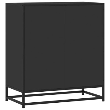 Dulap, negru, 68x35x76 cm, lemn prelucrat și metal - Img 5