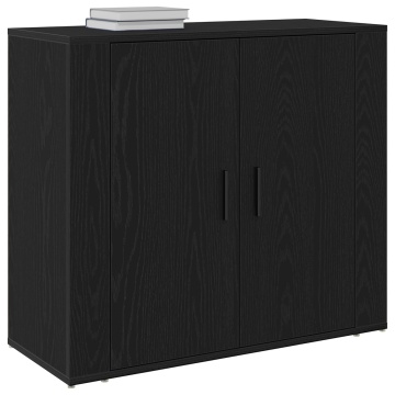 Dulap negru stejar 80x33x70 cm din lemn înginerat - Img 3