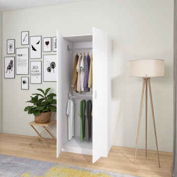 Dulap Niro cu Bara Haine 200x60x50 cm, Culoare Alb, Material PAL 18mm - Img 3