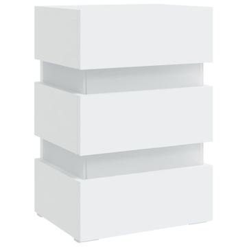 Dulap noptieră cu LED, alb, 45x35x67 cm, lemn prelucrat - Img 4