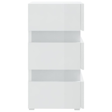 Dulap noptieră cu LED alb extralucios 45x35x67cm lemn prelucrat - Img 5