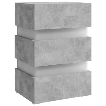 Dulap noptieră, cu LED, gri beton, 45x35x67 cm, lemn prelucrat - Img 4
