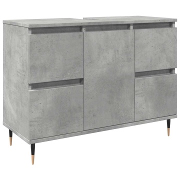 Dulap pentru baie, gri beton, 80x33x60 cm, lemn compozit - Img 2