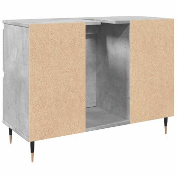 Dulap pentru baie, gri beton, 80x33x60 cm, lemn compozit - Img 5