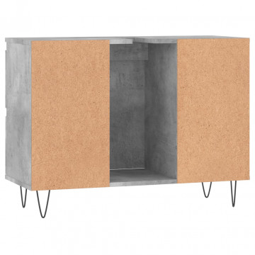 Dulap pentru baie, gri beton, 80x33x60 cm, lemn compozit - Img 6