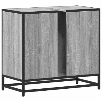 Dulap pentru chiuvetă de baie gri Sonoma 65x33x60 cm lemn - Img 6