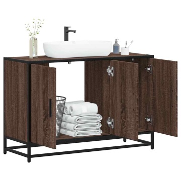 Dulap pentru chiuvetă de baie stejar maro 90x33x60 cm lemn - Img 1
