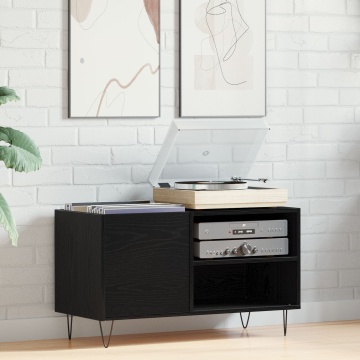 Dulap pentru Discuri Stejar Negru 84,5x38x48 cm Lemn Prelucrat - Img 1
