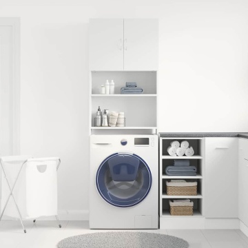 Dulap pentru mașină de spălat alb 64x24x190 cm lemn prelucrat - Img 4