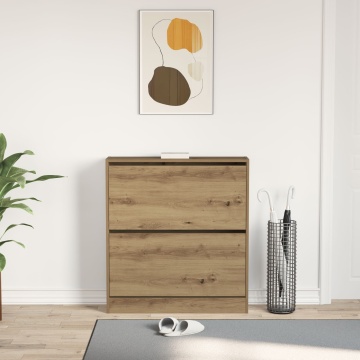 Dulap pentru pantofi cu sertar rabatabil Stejar afumat 80x21x87,5 cm - Img 4