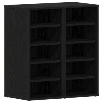 Dulap pentru pantofi Negru Stejar 32x35x70 cm Lemn prelucrat - Img 2
