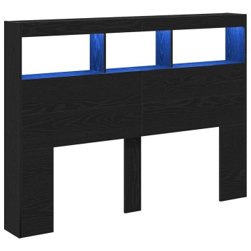 Dulap pentru tăblie cu LED Stejar negru 140x17x102 cm - Img 3