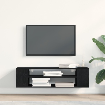 Dulap pentru TV , montat pe perete, Negru Stejar, 100x30x26,5 cm, din lemn prelucrat - Img 4