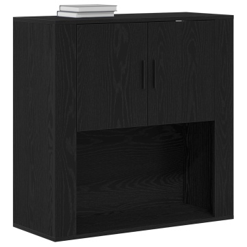 Dulap perete Negru Stejar 80x33x80 cm Lemn prelucrat - Img 3