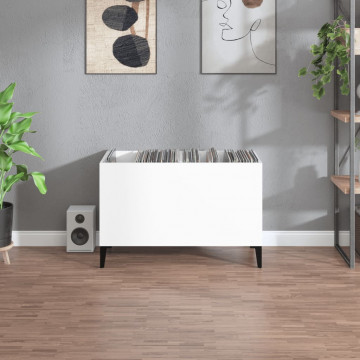 Dulap pt discuri, alb extralucios 74,5x38x48 cm lemn prelucrat - Img 3