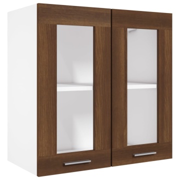 Dulap suspendat cu sticlă, stejar maro, 60x31x60 cm lemn - Img 2