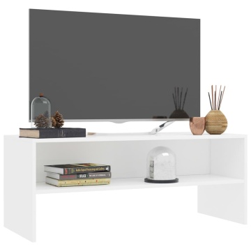 Dulap TV, alb, 100x40x40 cm, lemn prelucrat - Img 3