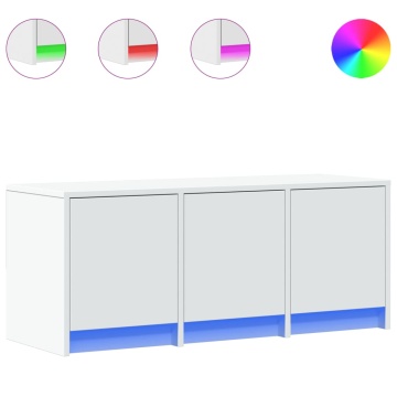Dulap TV cu LED, alb, 97x34x40 cm, lemn prelucrat - Img 2