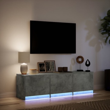 Dulap TV cu LED, gri beton, 140x34x40 cm, lemn prelucrat - Img 8