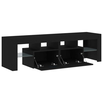 Dulap TV cu LED stejar negru 140x36,5x40 cm lemn prelucrat - Img 5