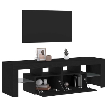 Dulap TV cu LED stejar negru 140x36,5x40 cm lemn prelucrat - Img 8