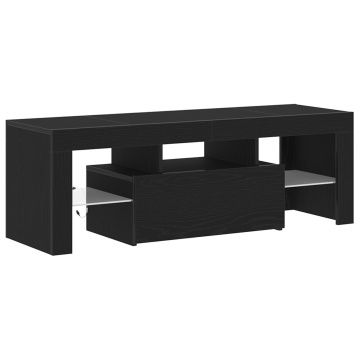 Dulap TV cu LED-uri, stejar negru, 120x35x40 cm - Img 2