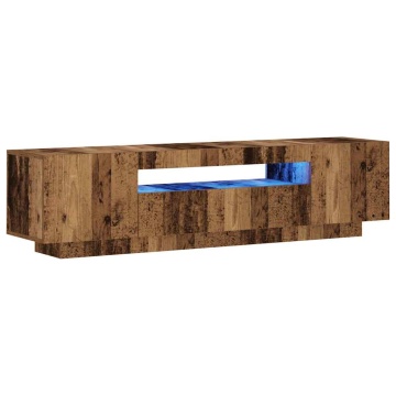 Dulap TV cu lumini LED lemn vechi 160x35x40 cm lemn prelucrat - Img 3