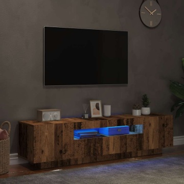 Dulap TV cu lumini LED lemn vechi 160x35x40 cm lemn prelucrat - Img 8