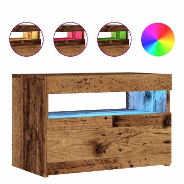 Dulap TV cu lumini LED lemn vechi 60x35x40 cm lemn prelucrat - Img 2