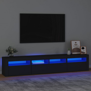 Dulap TV cu lumini LED, negru, 210x35x40 cm - Img 1