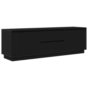 Dulap TV cu lumini LED Stejar negru 160,5x41x50 cm - Img 3